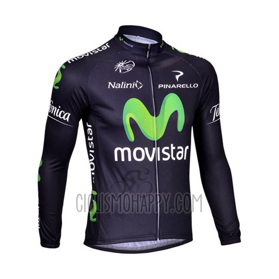 Movistar Cycling Jersey Bib Tight 2013 Long Sleeve Black